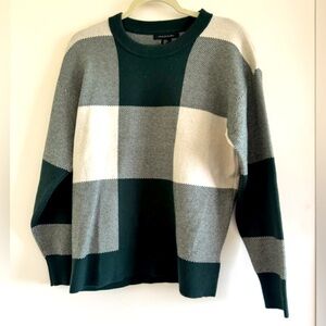 Green and Cream Plaid Sweater